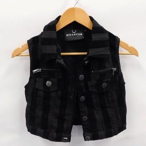 Women’s small KILLSTAR Jean Vest w/ Monotone stripes
